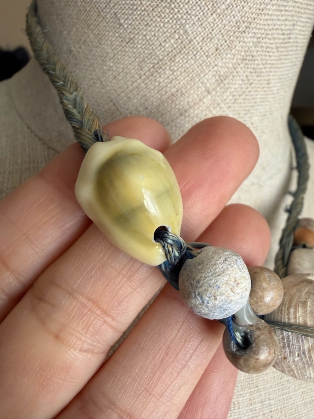 Artisan Bohemian Blue Stone Shell Necklace - Picture 4 of 16